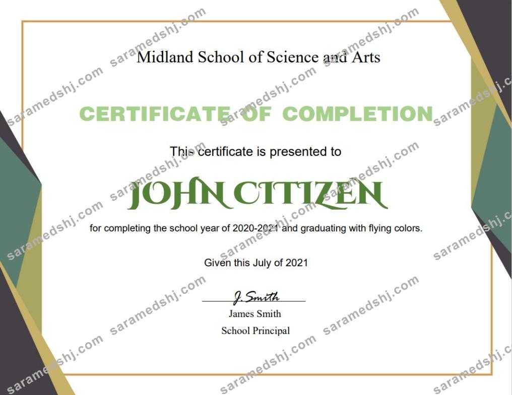 USA Graduation certificate template in Word and PDF format